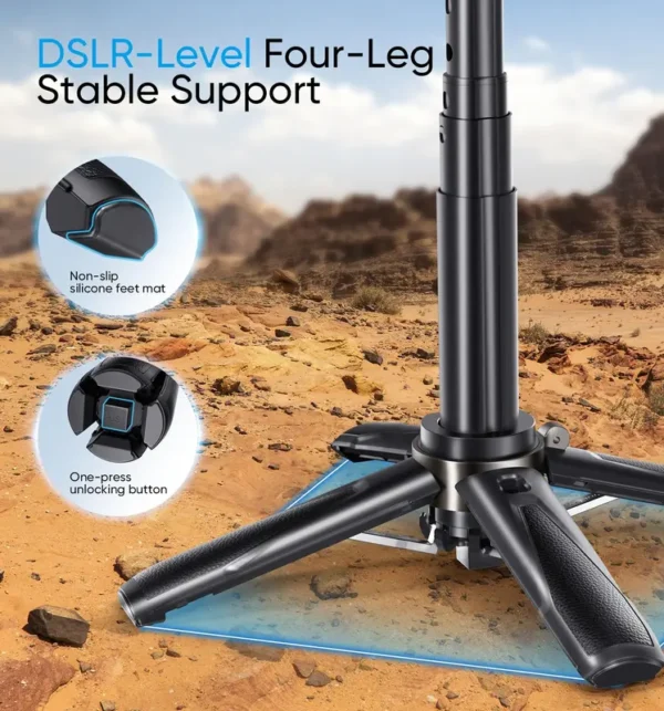 MAGIC JOHN Leichter All-in-One Selfie-Stick Stativ mit Kabelloser Fernsteuerung – 360° Drehbarer & Ausziehbarer Ständer für Vlogging, Live-Streaming, Kompatibel mit iPhone & Android - Image 7